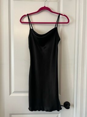 bebe Black Satin Cowl Neck Slip